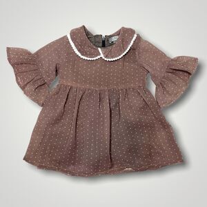 A.T.U.N. Baby Girl Purple Polka Dot Dress Size 1-2Y